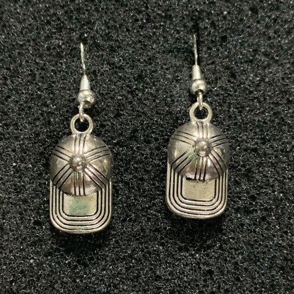Other - Small Silver alloy baseball cap earrings